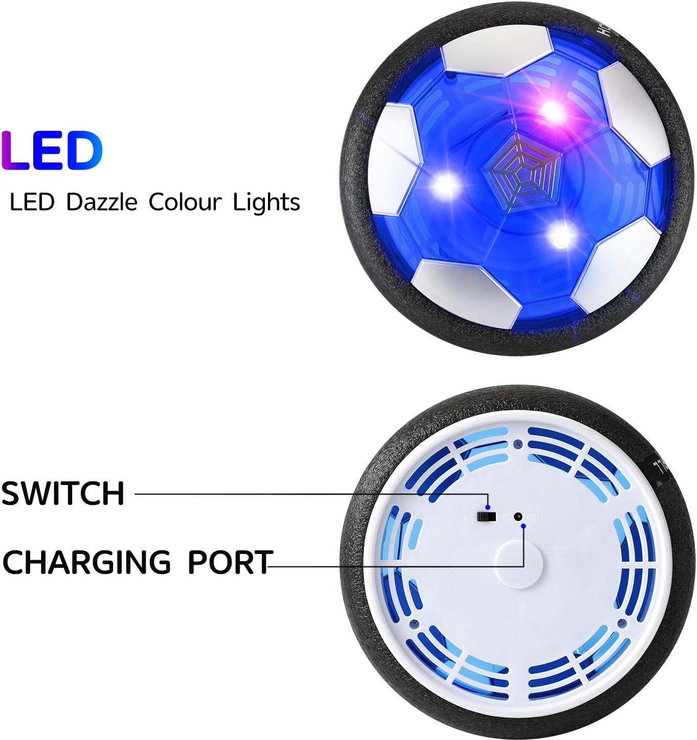 EXTSUD Hover Soccer Ball, Air Power Floating Football Soccer Disk with