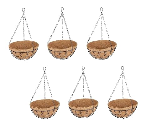 Coir Hanging with Coir Pot, Green Color (Set of 6)