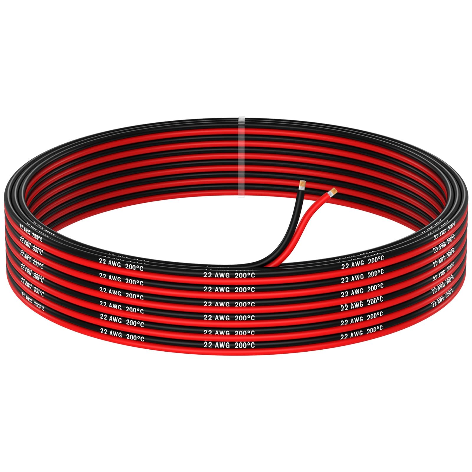 MMOBIEL 22 Gauge Electrical Wire Parallel - 22 AWG 32.8ft / 10m - Tinned Copper Cable - 2 Conductor for Automotive Wire - Led Strips, Audio/Speaker Wire, Low Voltage Landscape Lightning, Lamps
