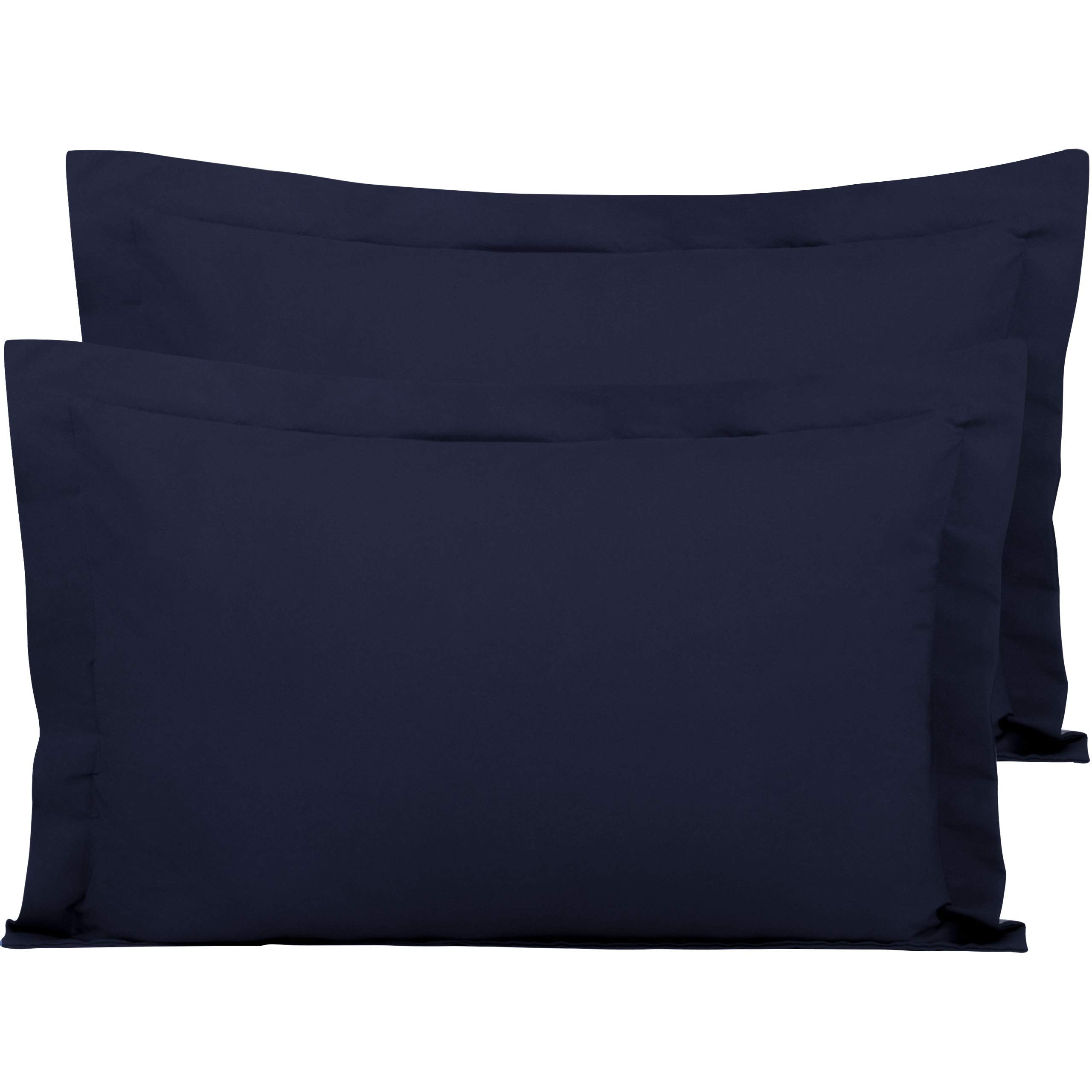 FLXXIE 2 Pack 100% Brushed Microfiber 1800 Oxford Pillowcases, Stain Fade and Wrinkle Resistant, Soft and Cozy King Oxford Pillow Cases | Hotel Quality Pillow Shams, Navy, 50x90 cm