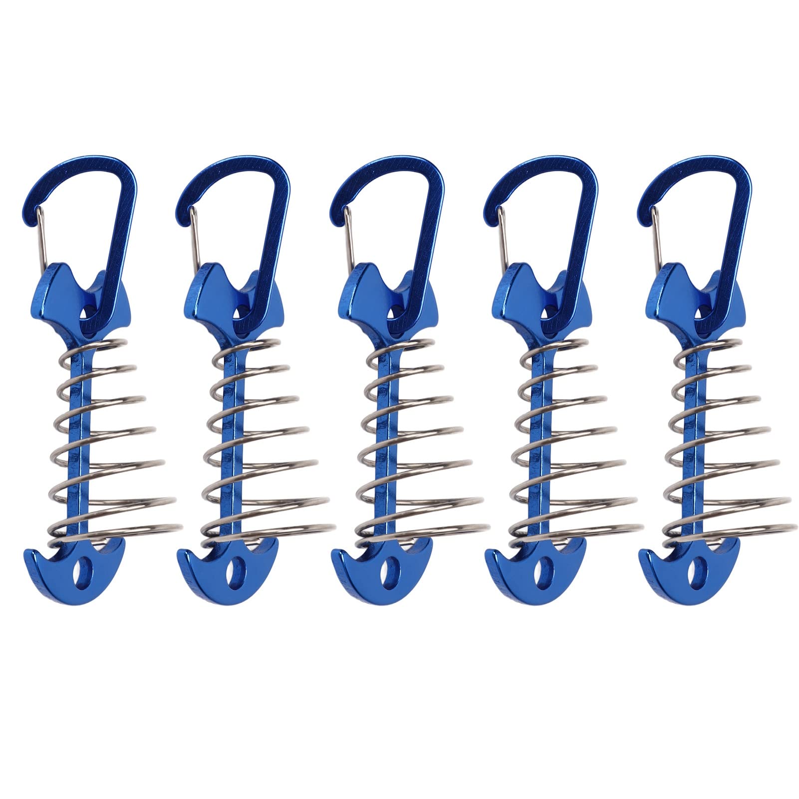 VGEBY Tent Stakes Pegs, 5pcs Tent Nails Deck Boards Camping Fixing Stakes with Spring Buckle Adjustable Wind Rope Anchor for Gallery Road (Blue)
