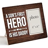 Nurawo Best Daddy Gift, Daddy Gift From Son, Meaningful Gifts for Dad Daddy, a Son's First Hero Is His Daddy Wood Picture Frame for Tabletop or Wall Display (for 4x6 Photo)