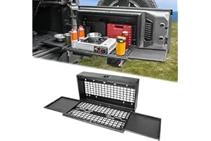 MAIKER Tailgate Lock Box & Foldable Table for Jeep Wrangler JK JKU JL JLU 4-Door (2007-2024), Aluminum Rear Cargo Storage Mol