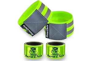 Rena Chris Reflective Running Gear, 4pcs High Visibility Reflective Arm Bands for Night Walking, Safety Running Gear with Reflective Tape for Clothing, Reflectors for Walking at Night, Running Safety Gear for Women, Man, Kids