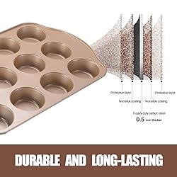 JOHO BAKING Nonstick Muffin Pan 12, Large Cupcake