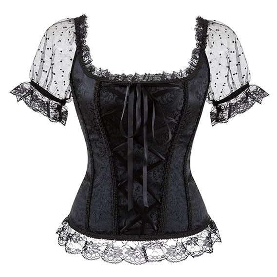 Zooma Damen Steampunk Gothic Korsett Bauchweg Corsage Vollbrust Bustiers Top