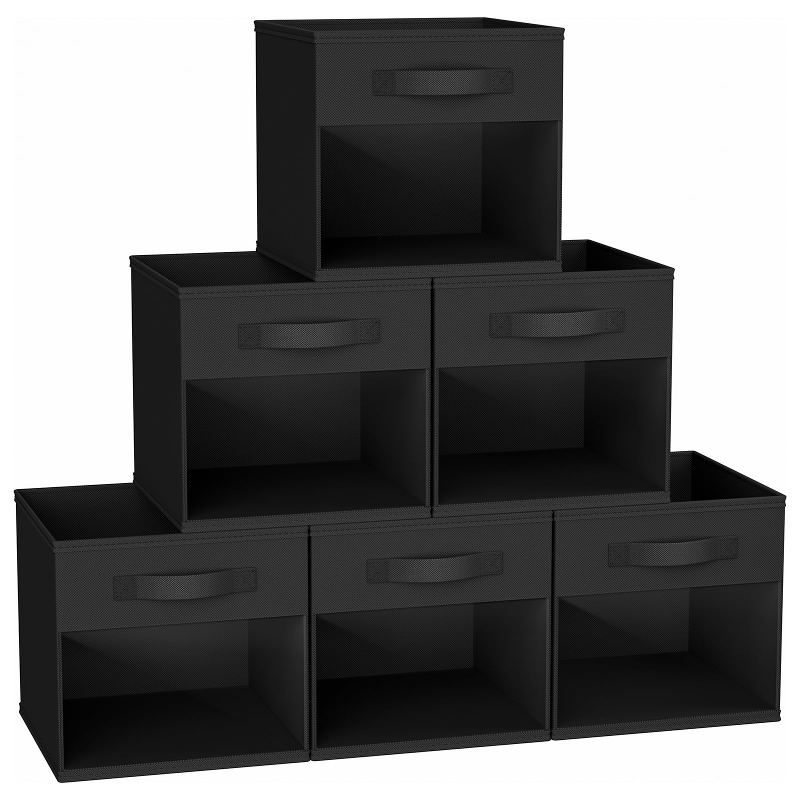 Photo 1 of DIMJ Collapible Storage Cubes, 12.2 Inch Cube Storage Bins with Window, Fabric Baskets for Shelves, Foldable Cube Storage Organizer Cube Bins for Closet, Shelves, Home, Office, 6 Packs, Black
