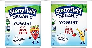 Stonyfield Organic Kids Strawberry & Strawberry Banana Lowfat Yogurt Cups Variety Pack, 4 oz. Each, 6 Ct