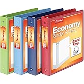 Cardinal 3 Ring Binders, Round Rings, Holds 350 Sheets, ClearVue Presentation View, Non-Stick, Assorted Colors (79550), 1.5 Inch (Pack of 4)