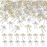 HOBBIESAY Bowknot Charm Gold Silver Bow Pendants Metal Bow Pendant Charm with Loop Earring Charms for DIY Earring Necklace Jewelry Making