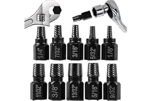 10 Pcs Screw Extractor Set, Broken Bolt Extractor Remover Kit, Damaged Screw Extractor Set, Hex Bolt Extractor Set, Stripped 