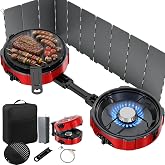 2 Burner Propane Camping Stove with Windshield 20000 BTU Piezo Ignition | Foldable Portable Gas Stove with Adjustable Burners,Outdoor Gas Cooker with Carry Bag for Camping, RV, Tailgating