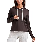 CRZ YOGA Cloud Jersey Pullover Hoodies for Women Long Sleeve Hooded Workout Sweat Shirts Casual Yoga Tops with Thumb Holes