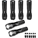 Hilngav 6 Pack LED Rechargeable Flashlight, Super Bright Small Mini Camping Flashlights Zoomable Beam, Convenient USB C Charging for Camping Hiking Outdoor Home Emergency