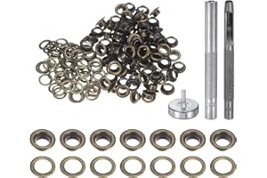 HARFINGTON 100pcs Grommet Tool Kit 4.5mm Copper Grommet Eyelet Set with Hole Hollow Punch, Grommet Setter Tools for Clothing Leather Fabric Belt, Bronze