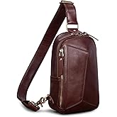 Genuine Leather Sling Bag for Men and Women Crossbody Shoulder Bag Sling Backpack Chest Purse Carry on Daypack