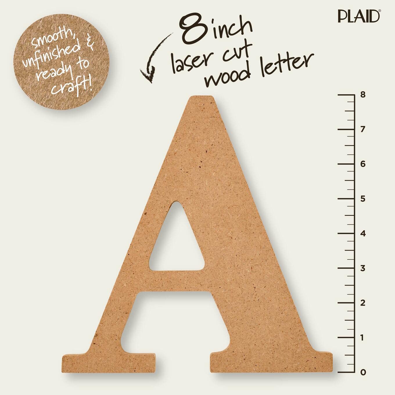 Plaid Wood Unfinished Letter, 8