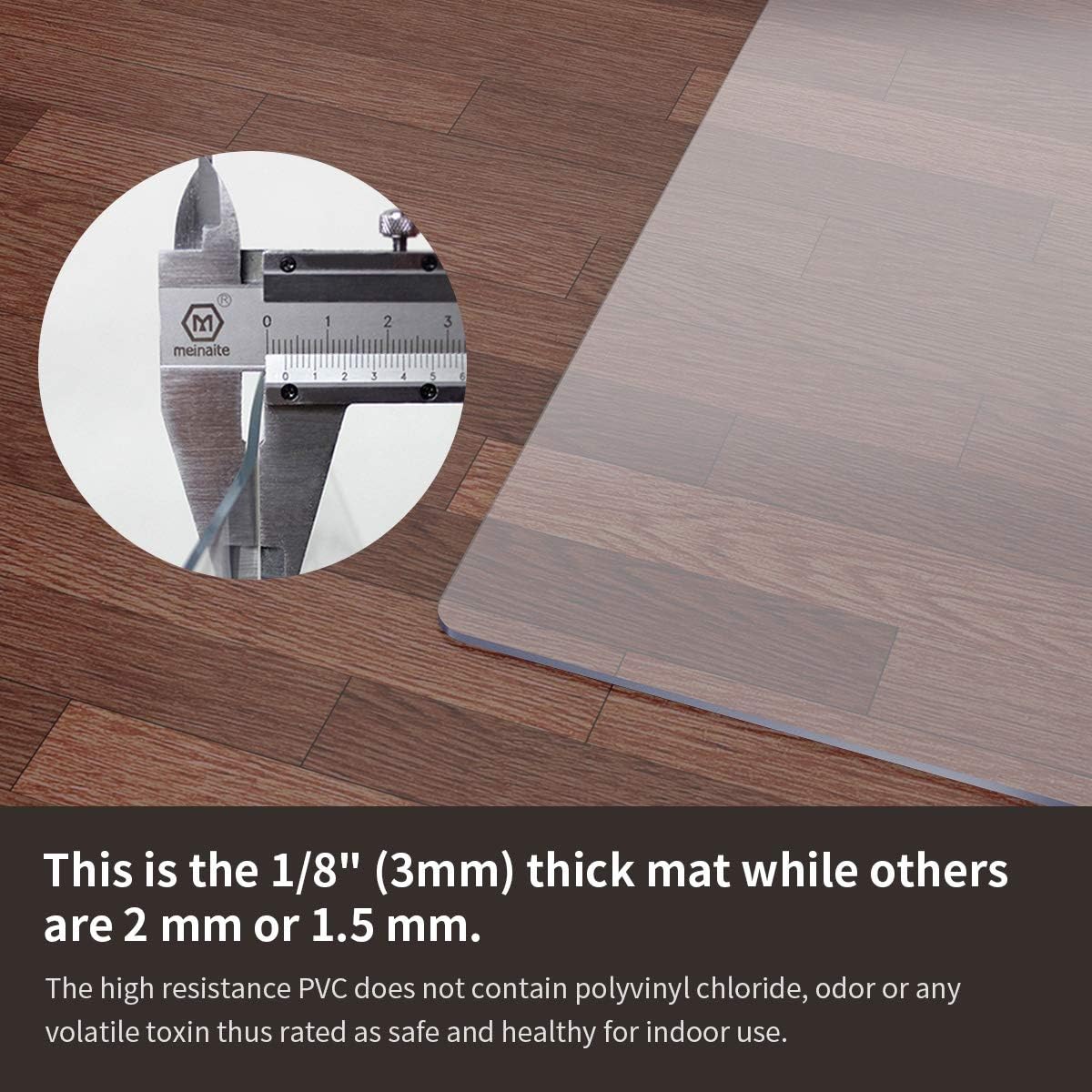Newgam Office Chair Mat 47"×36"×1/8" 3 mm Thick, Fully Transparent Desk Hard Floor Chair Mat Protector, Office Chair Mat Flat Without Curling : Office Products