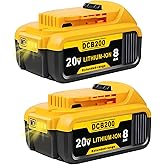 Akkopower Replacement for Dewalt 20V Max Battery: 8.0Ah Lithium Batteries Compatible with Dewalt Battery DCB208 DCB200 DCB206 DCB205 DCB204 Cordless Power Tools 2 Pack