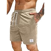 JMIERR Men's Corduroy Shorts Casual Elastic Waist Drawstring Lightweight Summer Beach Shorts