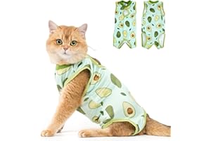 Avont Cat Recovery Suit - Kitten Onesie for Cats After Surgery, Cone of Shame Alternative Surgical Spay Suit for Female Cat, Post-Surgery or Skin Diseases Protection -Avocado(M)