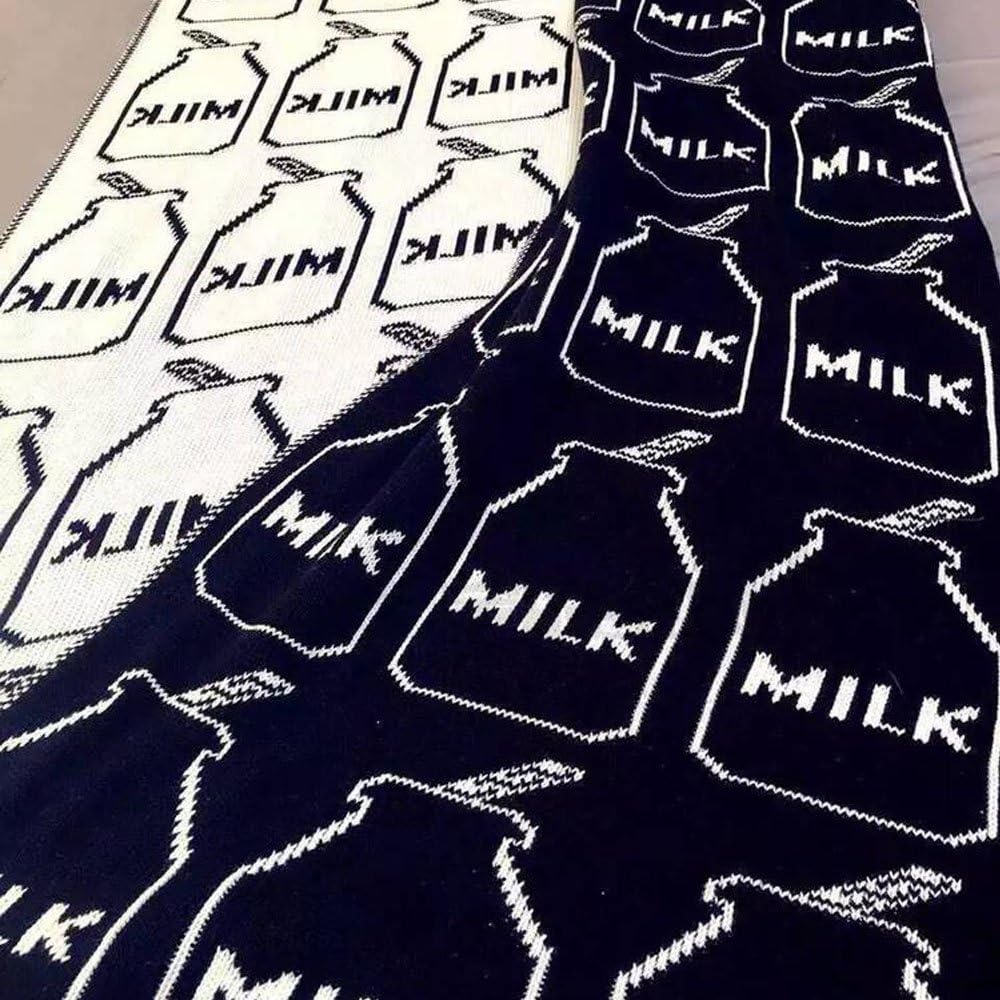 Hacookies,Black and White Yummy Milk Bottle Personalized Detroitlions Fleece Knit Crochet Baby Swaddle Blankets Quilt Throw Newborn Gifts,Includes Storage Bag