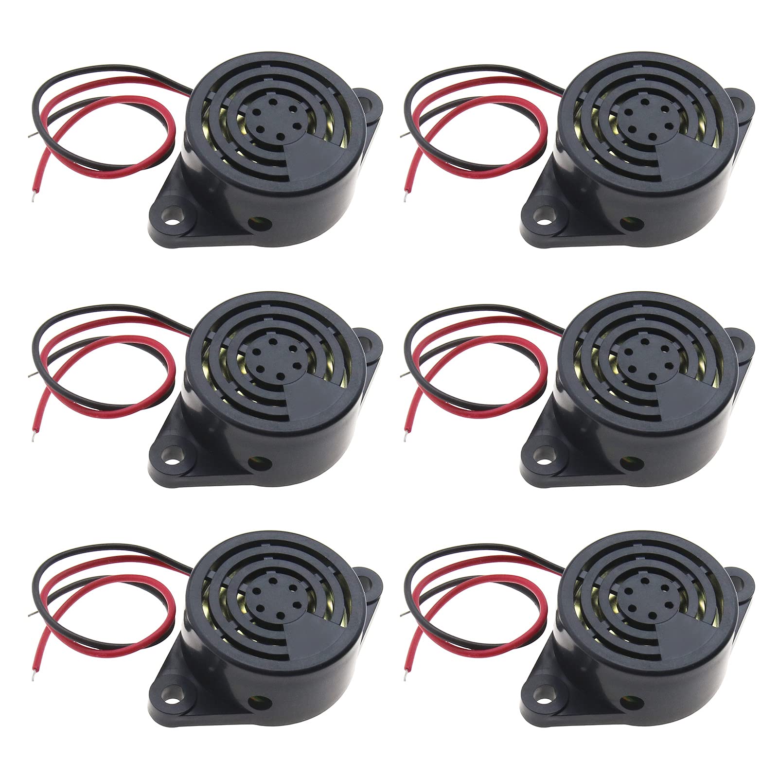 OTOTEC 6x 3-24V 12V Active Electronic Buzzer Beep Alarm Continuous Sound Piezo Speaker 95dB Black SFM-27-J for 3D Printer Computer