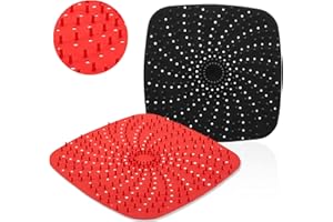 DEMEDO Upgrade Reusable Air Fryer Liners with Raised Silicone | Patented Product | BPA Free Non-Stick Silicone Air Fryer Mats | Air Fryer Silicone Tray Accessories | 2 Size Options – 9 Inch Square