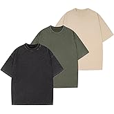 MIDMX Oversize Cotton T Shirts for Women Unisex Mens Acid Washed T Shirt 100% Cotton