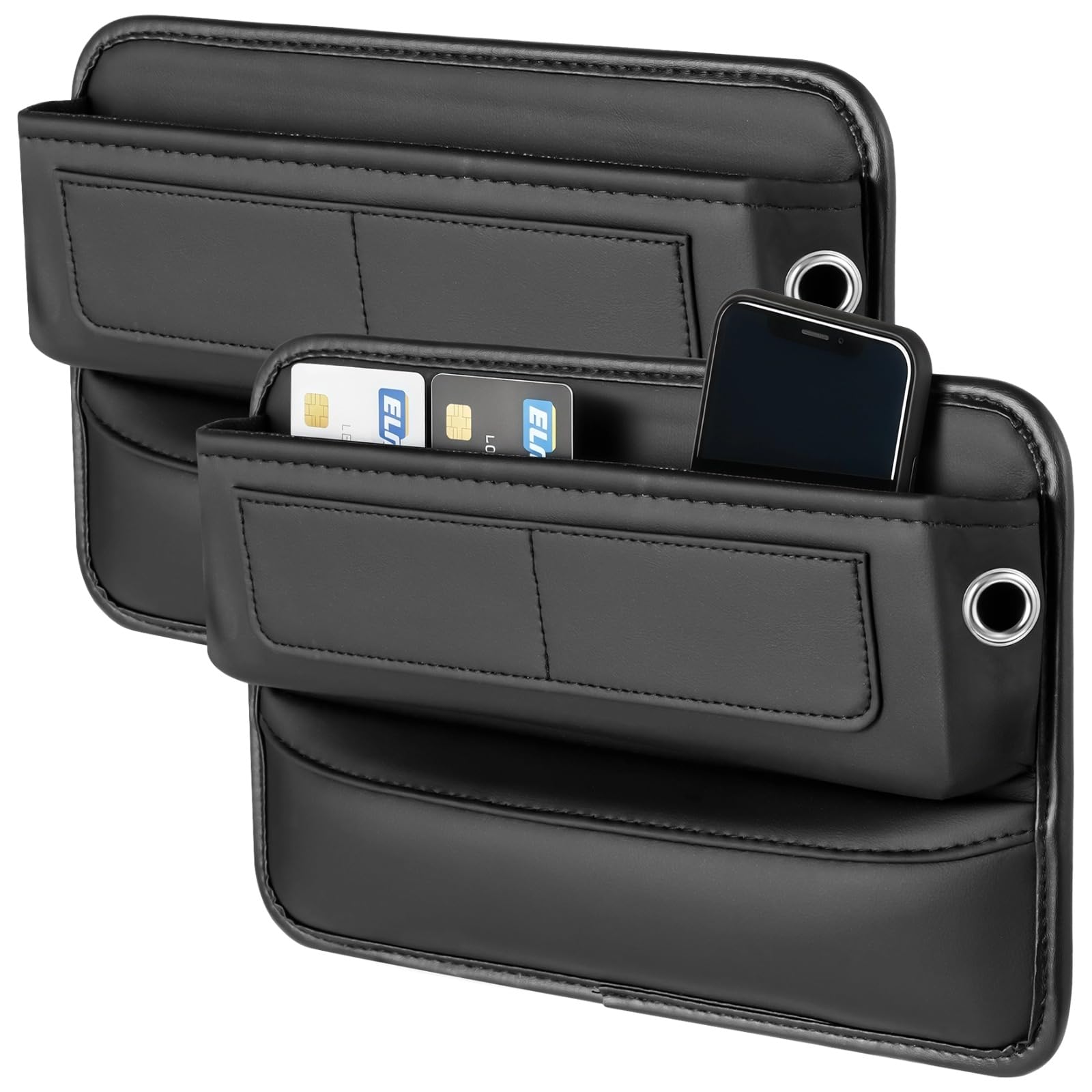 Photo 1 of 2 Pcs Car Seat Gap Filler Organizer, Universal Premium Leather Front Seat Side Organizer, Gap Filler for Car, Leather Car Storage Box with Multi-Pocket Design for Car Truck