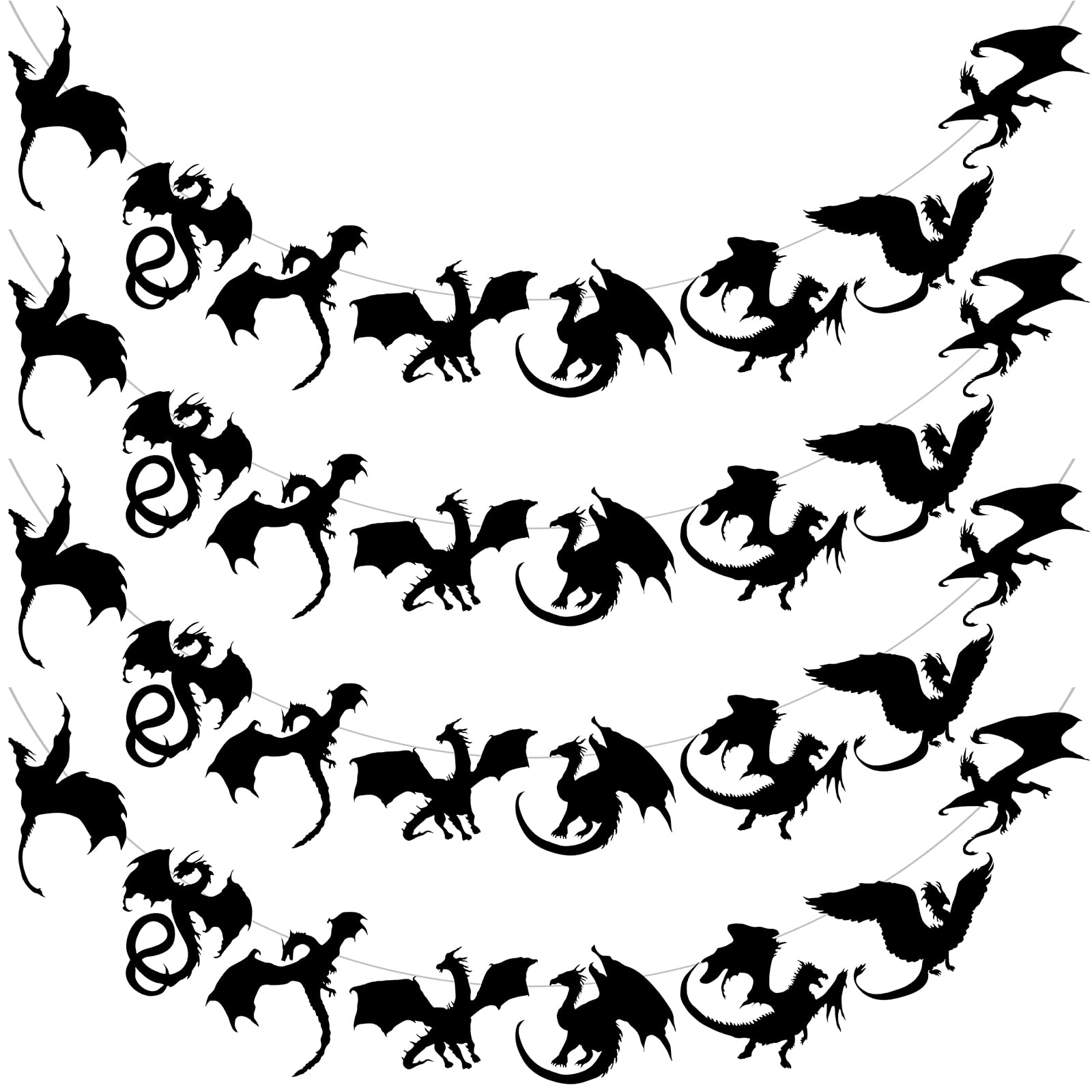 Henoyso 4 Pcs Black Dragon Party Banner Hanging Dragon Decor Birthday henoyso-4-pcs-black-dragon-party-banner-hanging-dragon-decor-birthday