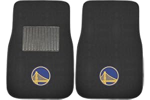 FANMATS 20321 Golden State Warriors 2-Piece Embroidered Team Logo Car Mat Set, Front Row Automotive Floor Mats