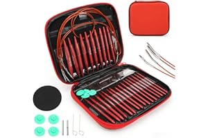 13 Pairs 4inch Interchangeable Circular Long Knitting Needles Set, Aluminum Circular Needles Set 40/60/80/100cm Cables Knit C