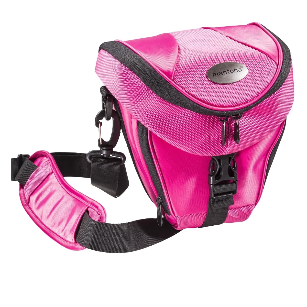 Mantona Colt Camera Bag - Universal Bag incl. Quick Access, dust Protection, Carrying Strap and Accessory Compartment, Suitable for DSLM and DSLR Cameras, Pink