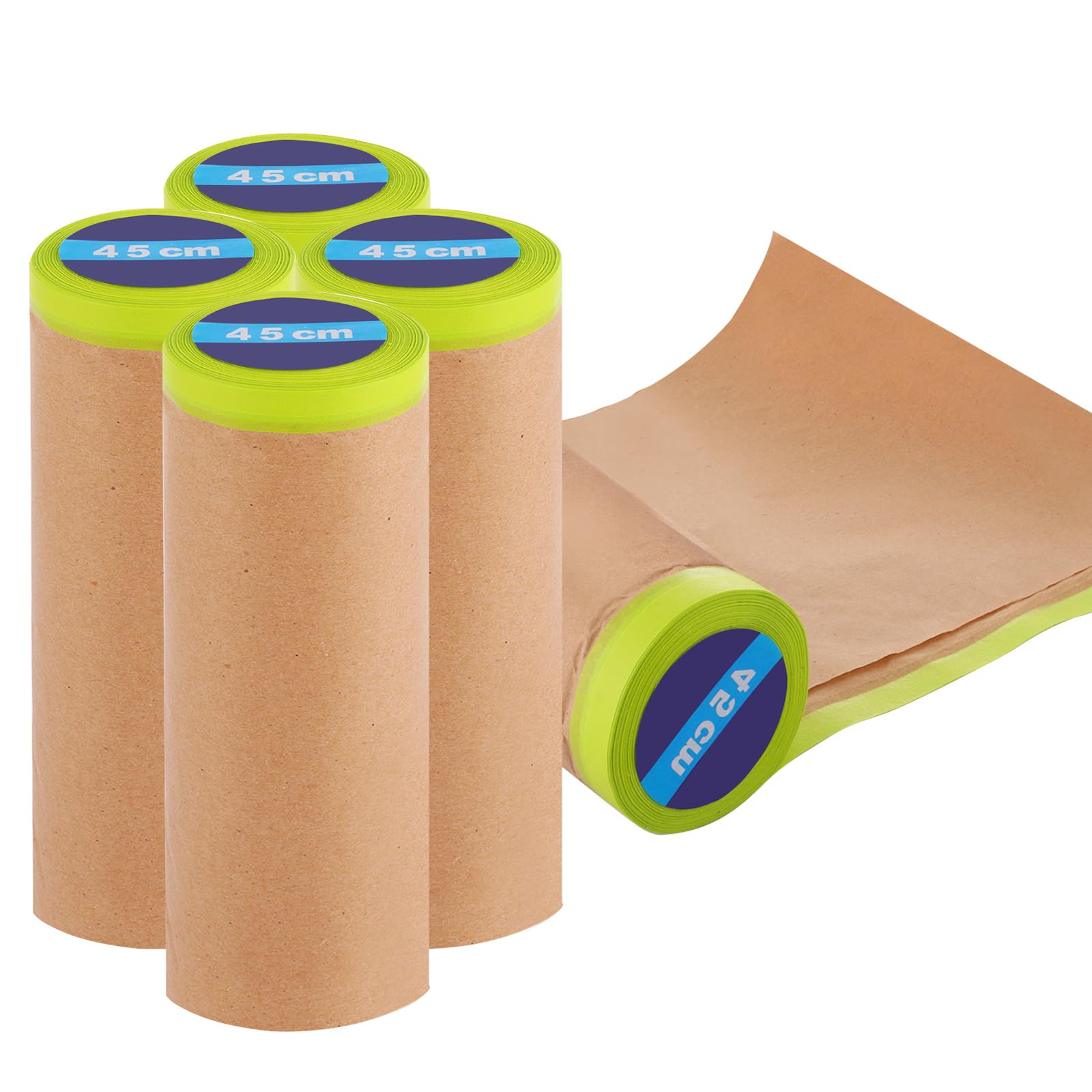 APACALI 5 Rolls Masking Paper, 45cm x 11m Masking Paper for Spraying, Pre Taped Masking Film, Masking Tape for Painting Furniture Decorating Floor