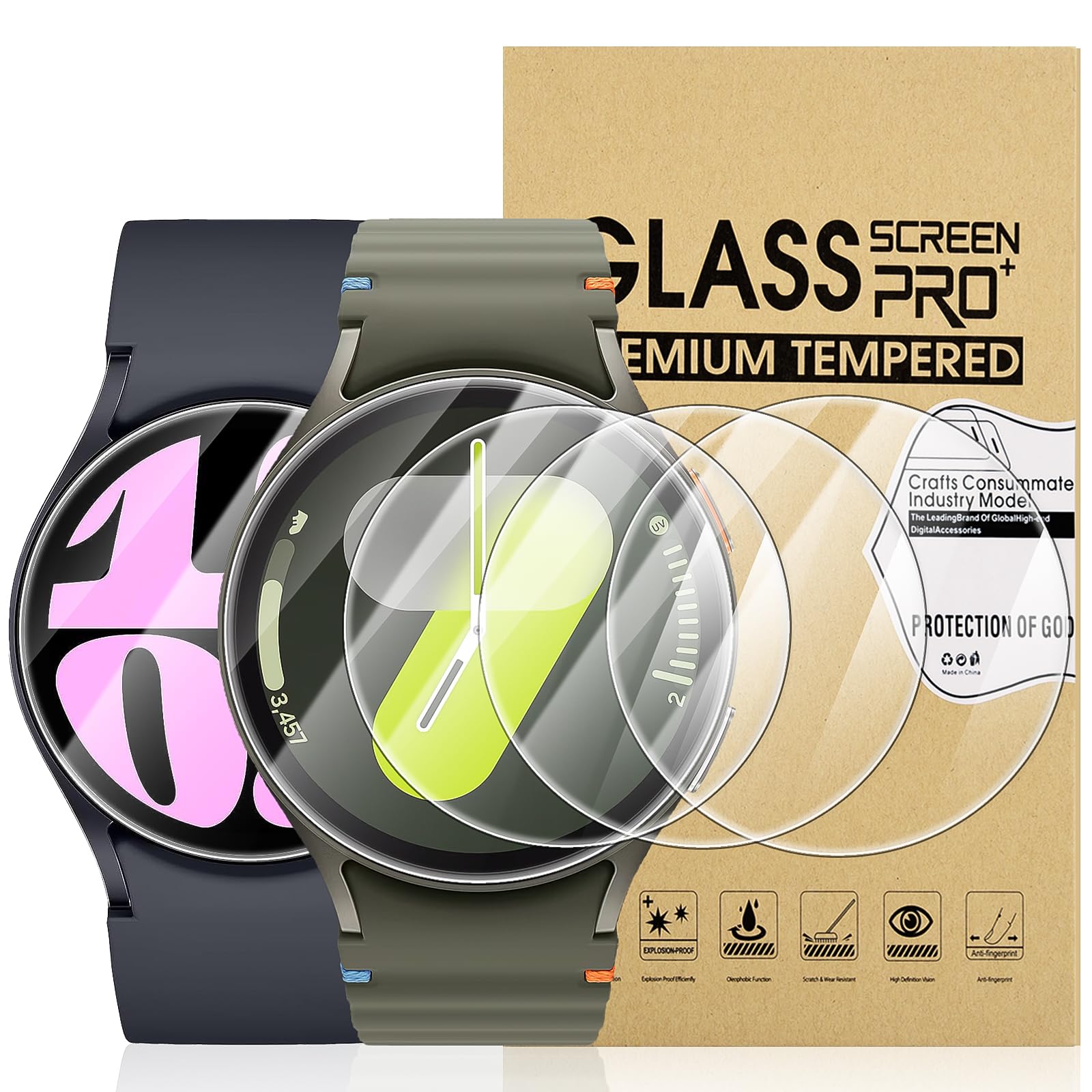 Photo 1 of Suoman 4-Pack for Samsung Galaxy Watch 6/Galaxy Watch 7 44mm Screen Protector, [Anti-Scratch] 2.5D 9H Hardness Ultra-thin Tempered Glass Screen Protective Film