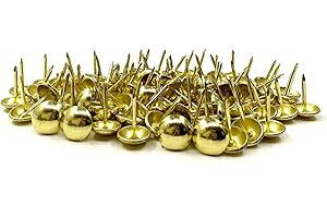 ZAYI 11mmx17mm Antique Upholstery Tacks Gold Furniture Nails Pins for Upholstered Furniture Cork Board Wooden Furniture Decorative DIY Projects 100Pcs (Gold, 7/16")