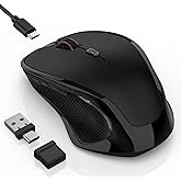 FYBC Bluetooth Wireless Laptop Mouse for MacBook Air/Pro iPad PC, Ergonomic Rechargeable Computer Mouse with Jiggler Mode, 2