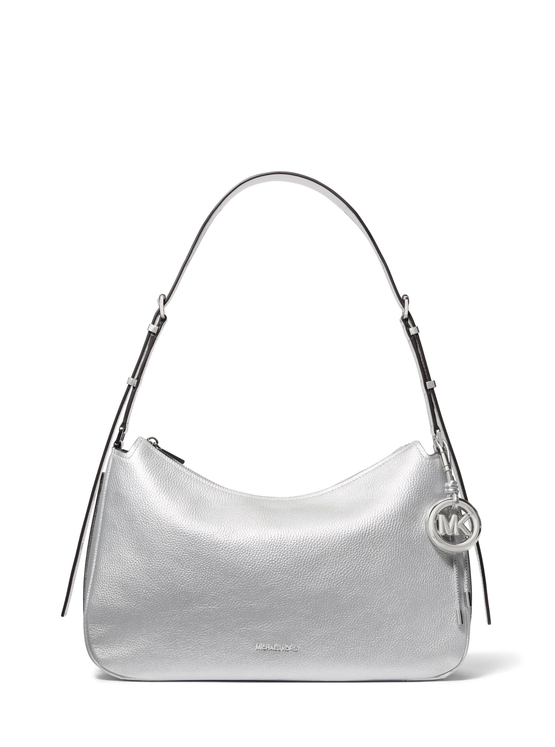 Michael Kors Nolita Medium Top Zip Convertible Shoulder, Silver-Tone Hardware/Metallic Matte Pebble Leather/Silver