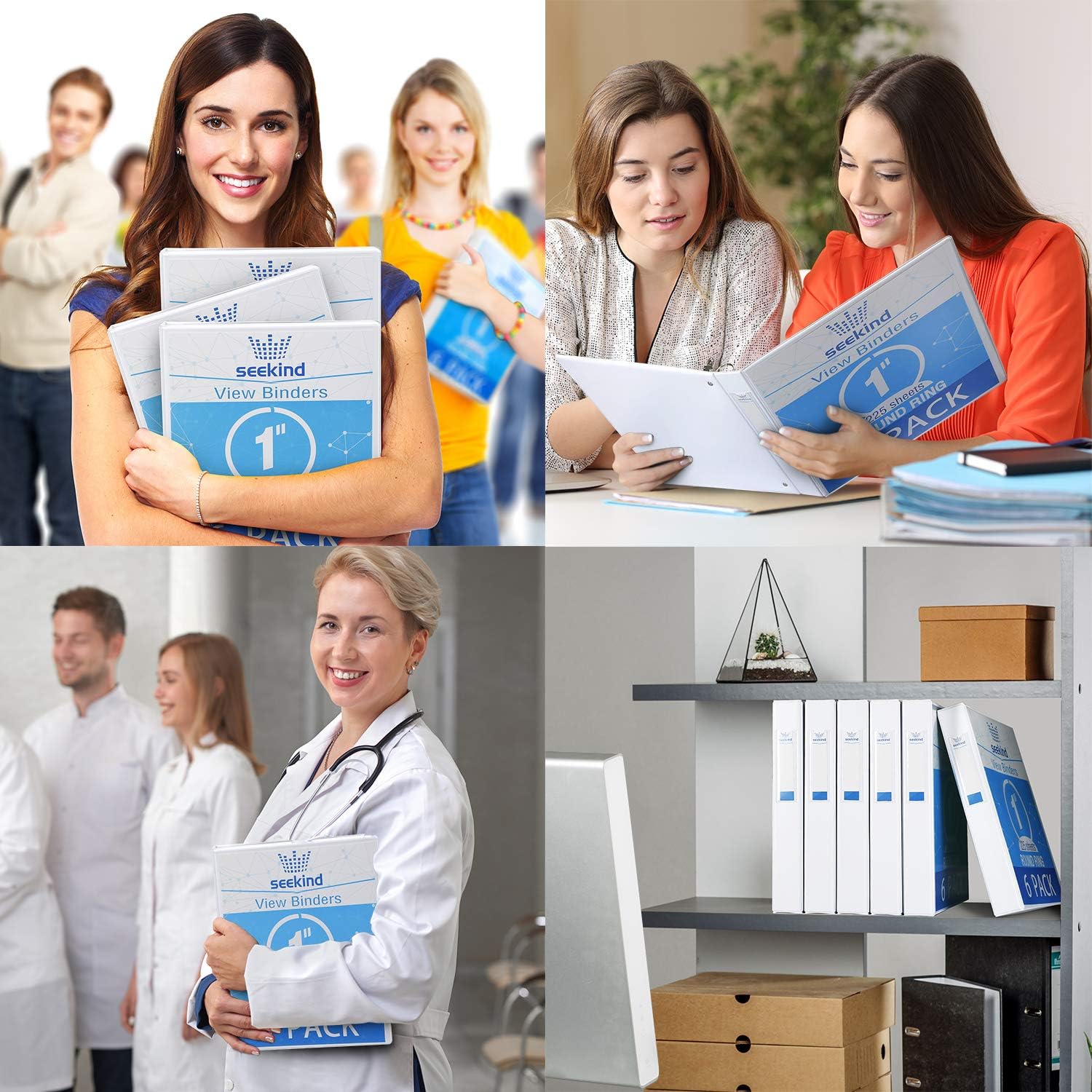 3 Ring Binder 1 Inch, SEEKIND View Binders White, Holds Up to 8.5"11" Paper, 1 inch White 3 Ring Binder with Clear Front Pocket and Spine Pocket for School, Home and Office Supply, 6 Pack : Office Products