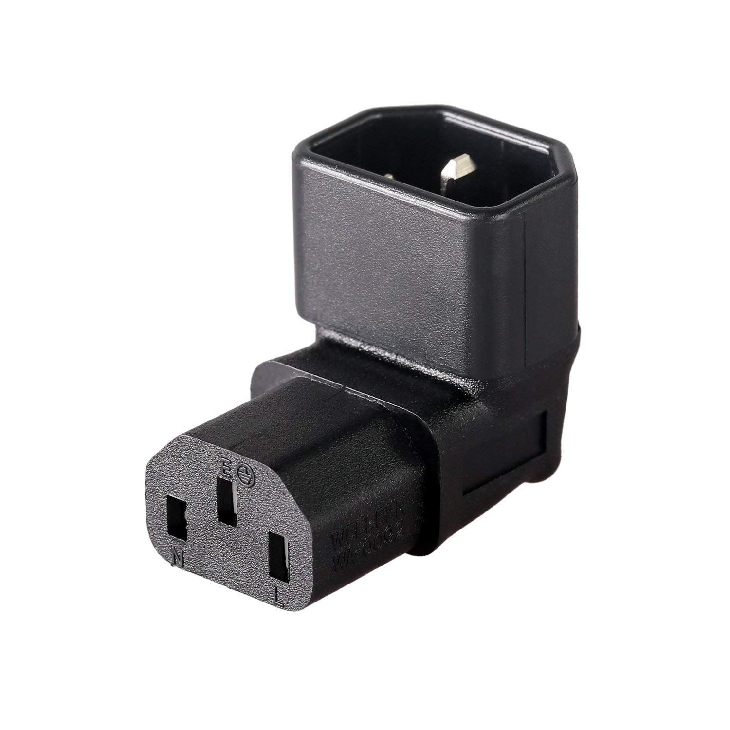 baolongking IEC 320 C14 to C13 Power Adapter 90 Degree Kettle Lead Adapter PDU Plug Socket Connector for Wall-mounted LCD TV (Down Angle)