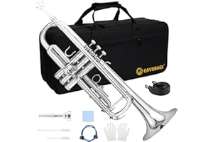 Eavnbaek Bb Standard Trumpet Set for Beginner or Advanced Student, Brass Student Trumpet Instrument with Hard Case, Cleaning 
