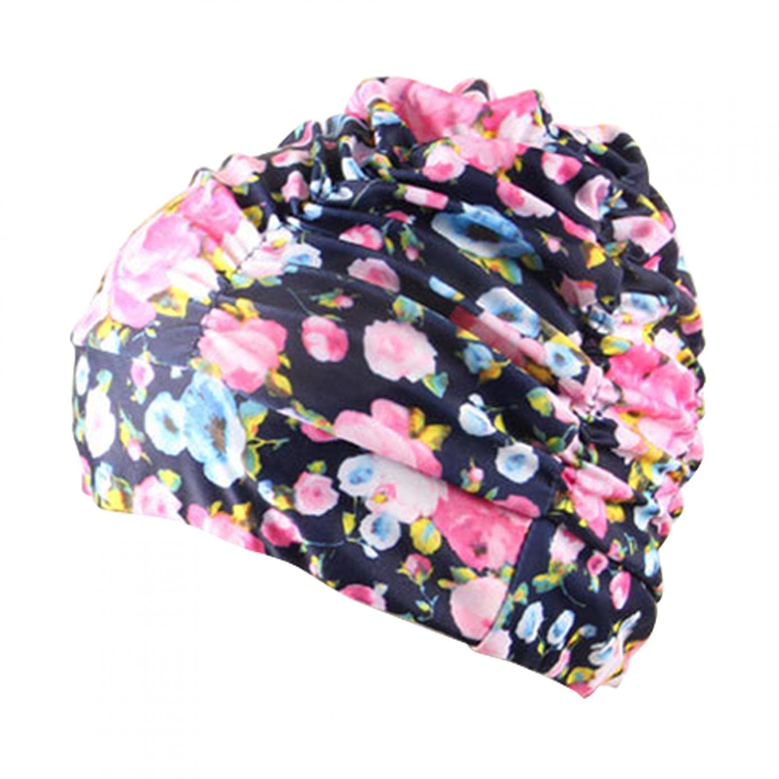 Swimming cap Pleated petal fabric swimming cap swimming beach seaside protection long hair ear swimming cap girls ladies adult hats For Men's and Women's