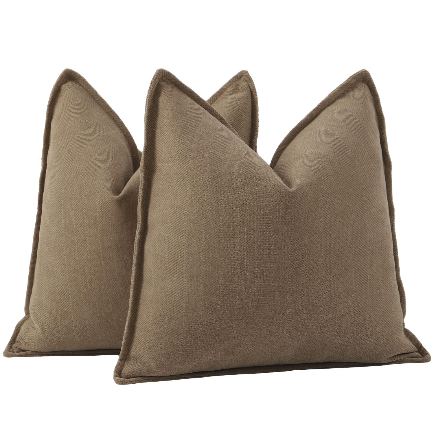 Madizz Textured Chenille Cushion Covers Set of 2 Super Soft Decorative Throw Pillow Covers Boho Pillowcases Modern Home Decor for Sofa Bedroom 22x22 inch, 55x55 cm, Brown