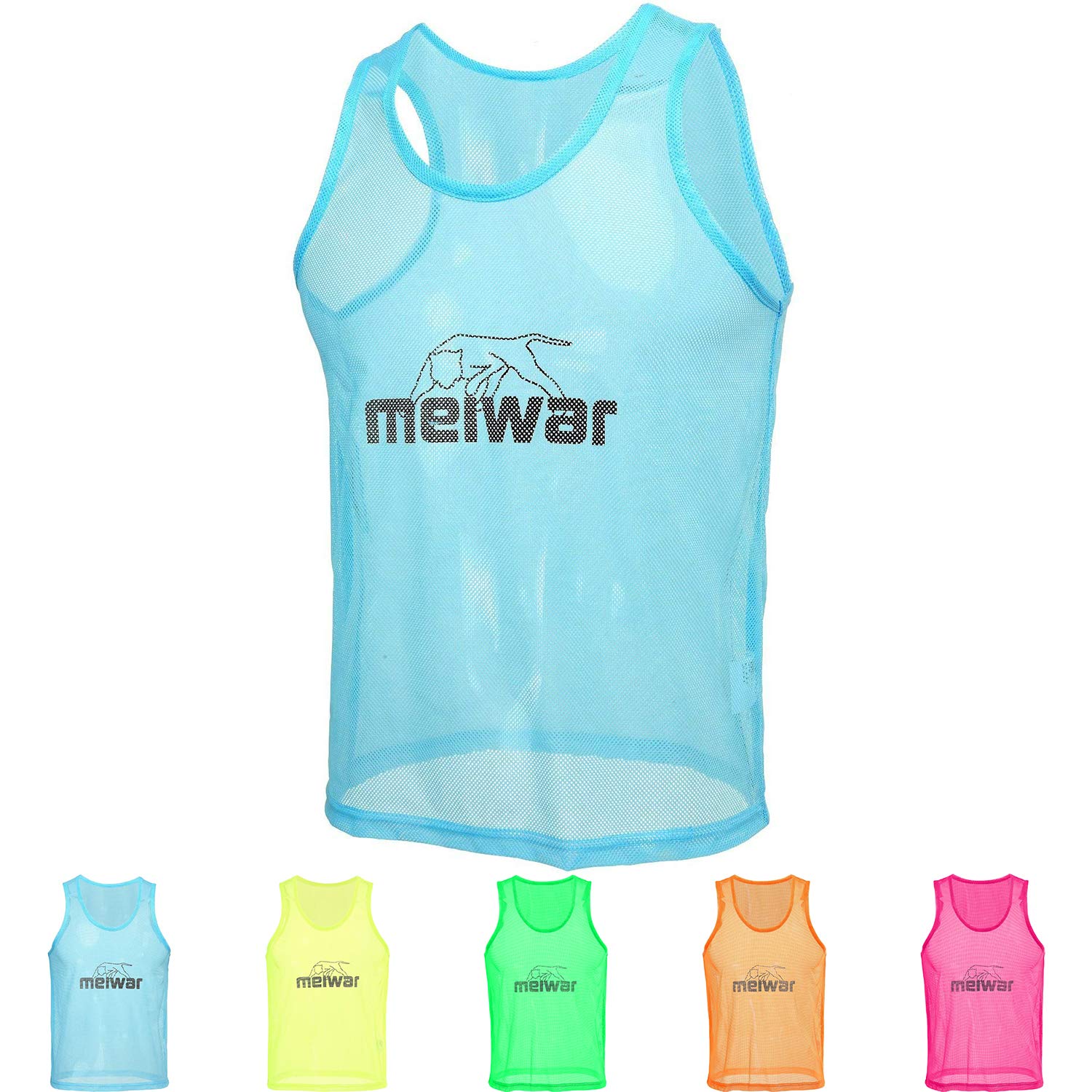 meiwar Football Bibs - Sports Bibs | Mesh Bib for Training, Sport, Rugby, Basketball | Pack of 10 | for Adults and Kids |blue XL