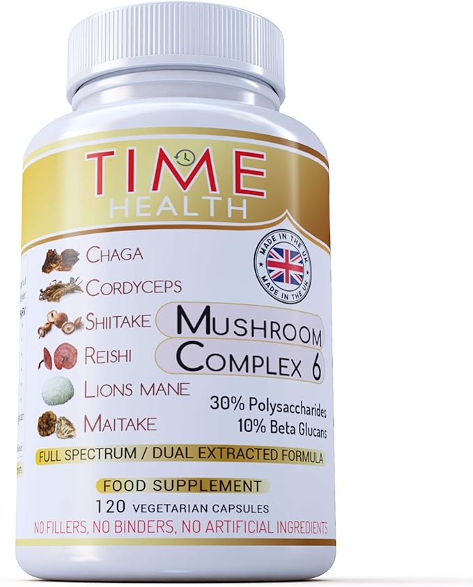 Mushroom Complex 6 120 Capsules Maximum Strength Chaga, Cordyceps