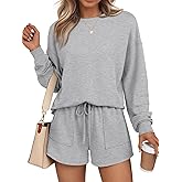 LILLUSORY Lounge Sets for Women Two Piece Sweat Short Set Pajama Matching Outfits with Pocket 2026 Fall Fashion Clothes