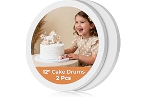 Kootek Cake Boards 12 Inch Round, 1/2 Inch Thick Cake Drum, Sturdy Corrugated Cardboard Base, Base para Pastel, White, 2 Pack