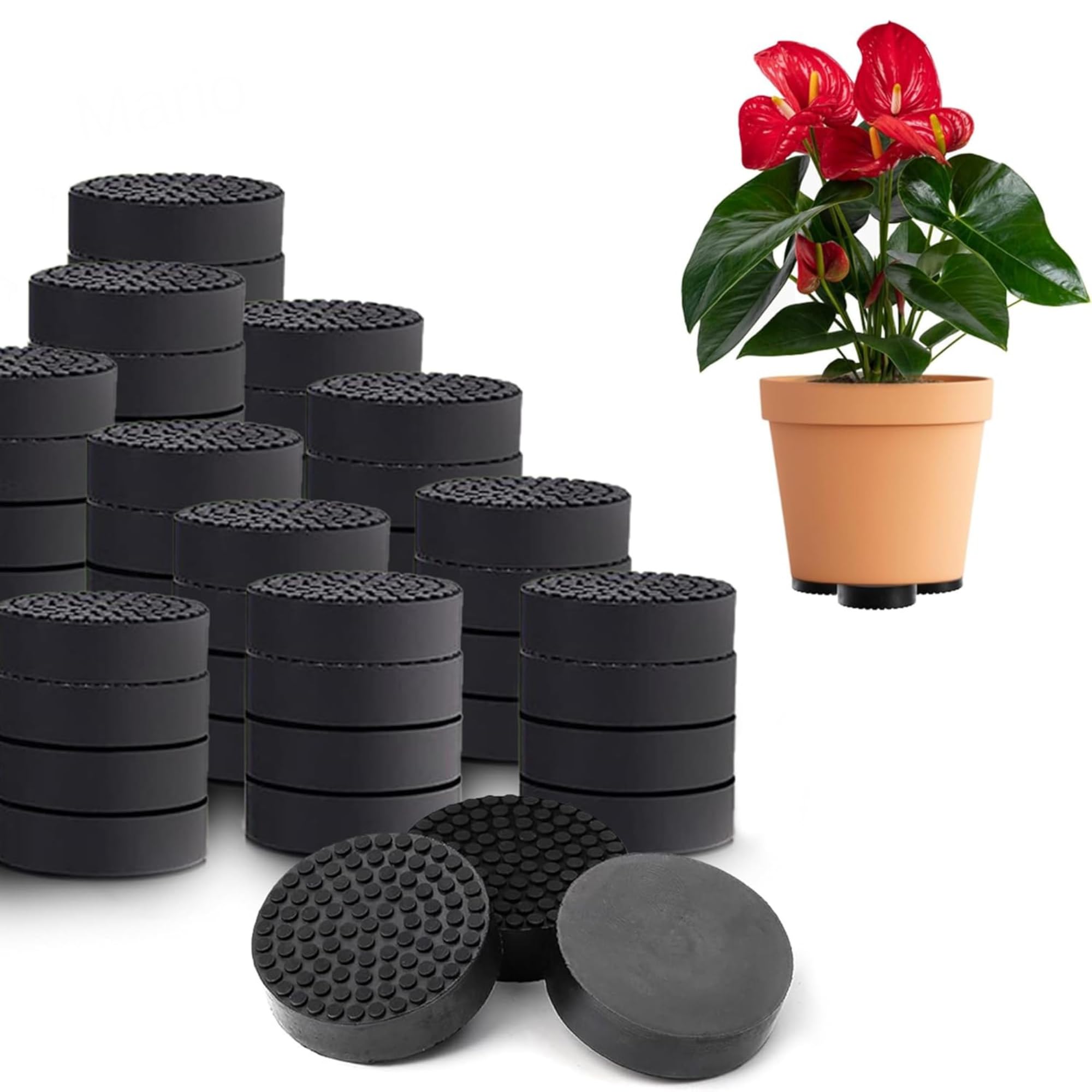 Mario10 PACK OF 24 Invisible Pot feet for outdoor and indoor plant pots and flowers, solid rubber pot feet with enhanced non-slip surface grip, PACK OF 24.