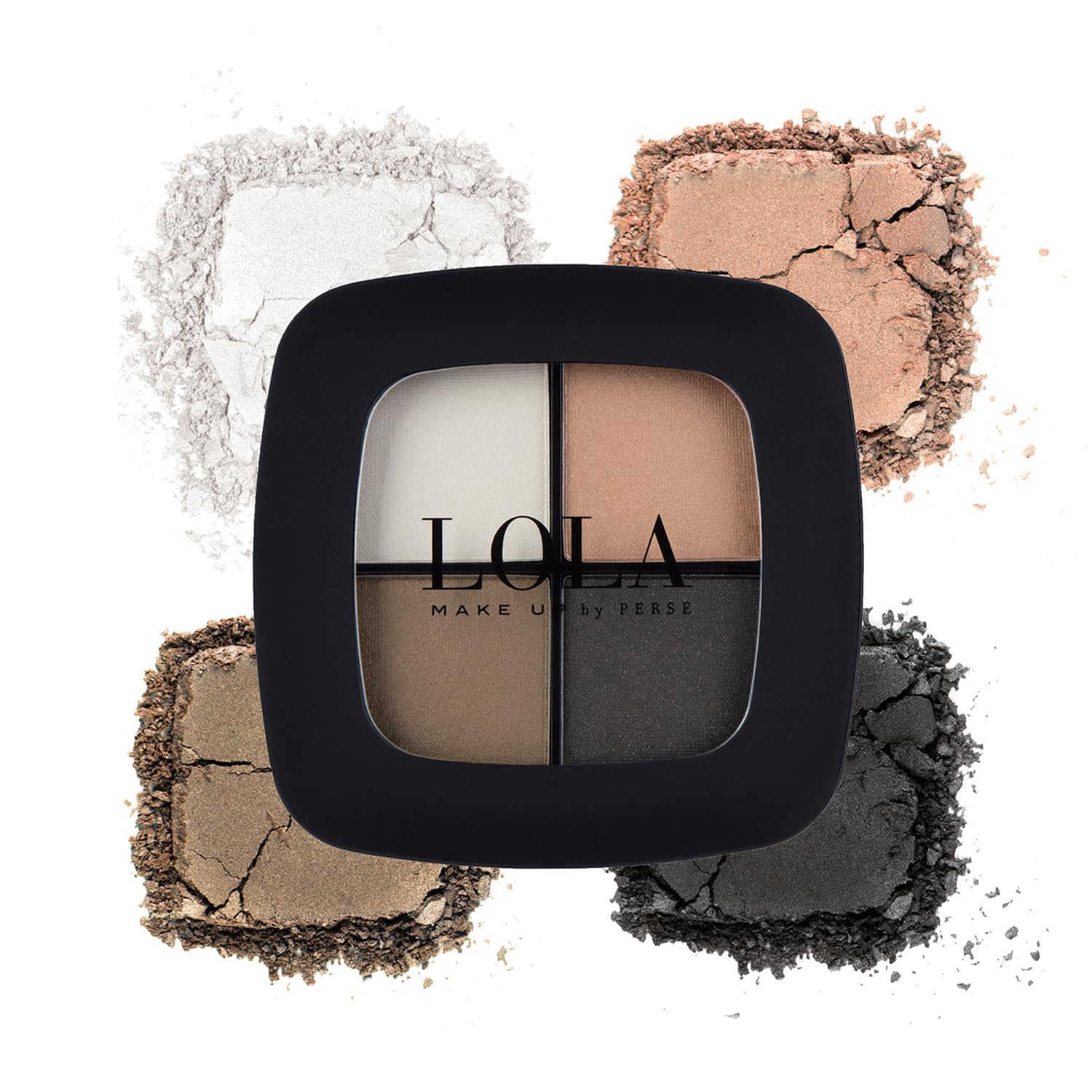 Lola Make Up by Perse Quad Eyeshadow Rich and Intense Colour High Coverage Matte and Satin Eyeshadows Vegan and Cruelty-Free Eye Makeup Palette for All Skin Types (Natural)